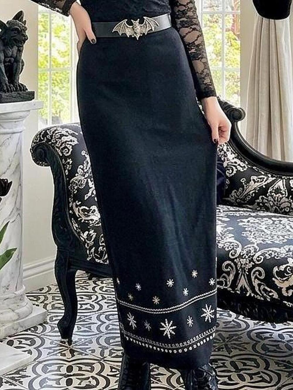 CJ Banks Vintage 90s Star Embroidered Maxi Skirt Size 24